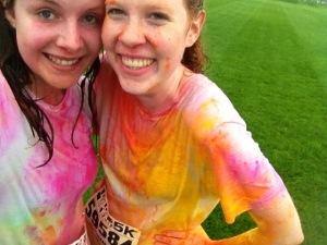 My friend Kate and I after running our colourful 5k! :)